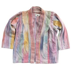 Victoria Rabinowe pastel rainbow blanket coat